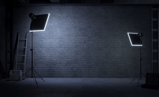 Fotostudio mit weißem Hintergrund, Industriebau