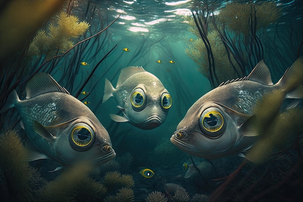 FourEyed Fish Underwater Lush Nature von Generative AI