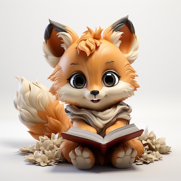 Fox bonito com livro
