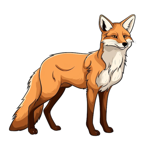 Fox dibujos animados colores naturales contorno negro dibujo cómico sobre fondo blanco generado por IA