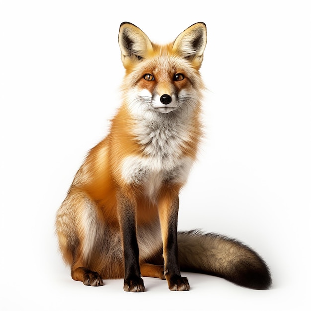 Fox em fundo branco hiper-realista