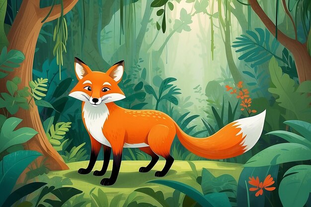 Foto fox na selva ilustração de arte de livros infantis