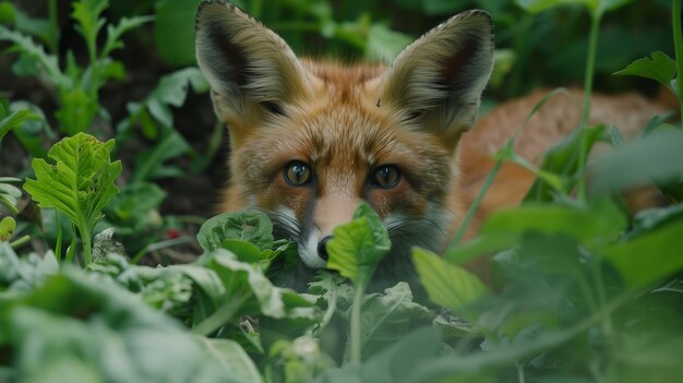 Fox no Jardim Urbano Espreita a Vida Selvagem Entre a Folhagem
