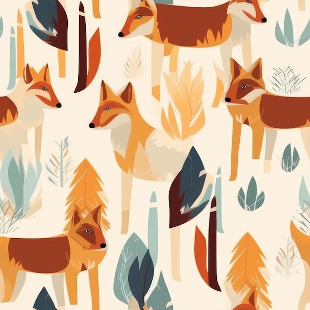Fox no papel de parede da floresta