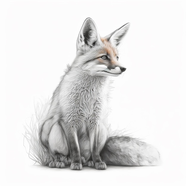 Fox sketch lápiz dibujo arte ilustración fondo blanco imagen Ai generó arte