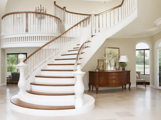 Foyer con escalera curva