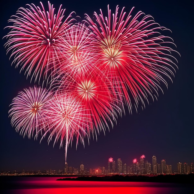 Foyerverques de vacaciones con fondos con chispas de colores y luz brillante en el cielo nocturno negro pirotecnia increíbles fuegos artificiales de colores en el espectáculo de celebración concepto de fondo de vacaciones Copia espacio de texto de anuncio