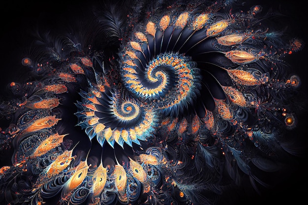 Fractal abstrakter Hintergrund 3D-Darstellung Generative KI