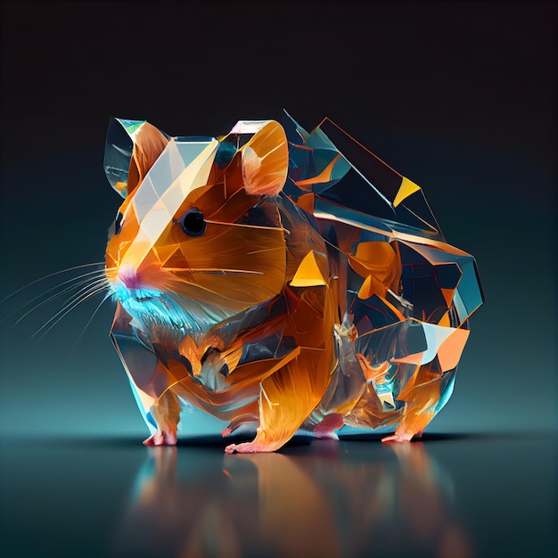 Fractal ilustração 3d de um hamster em fundo preto