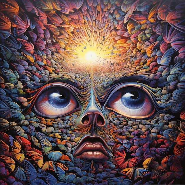 Fractal psychedelic lysergic surreal in alex gray ai generierte kunst