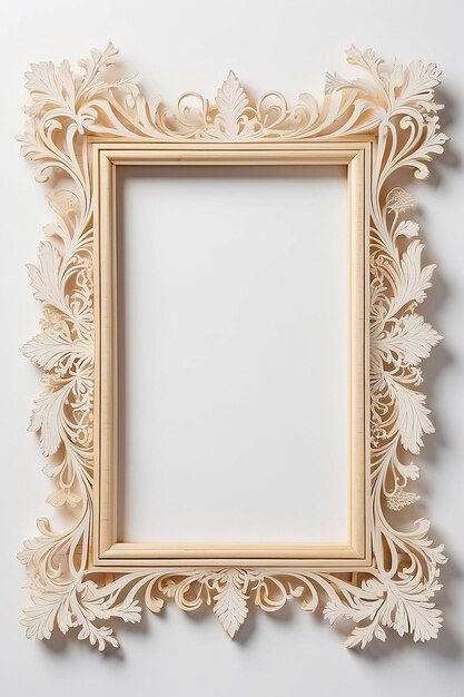 Fractal Wood Burning Blank Frame Mockup con espacio vacío blanco para colocar su diseño