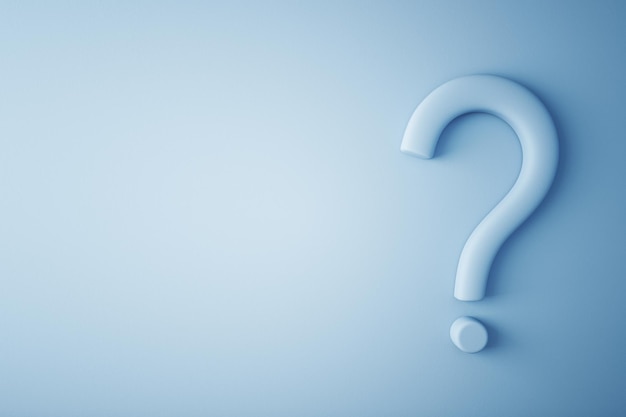 Fragezeichen auf blauem Hintergrund Problem und Werbekonzept 3D-Rendering-Mockup