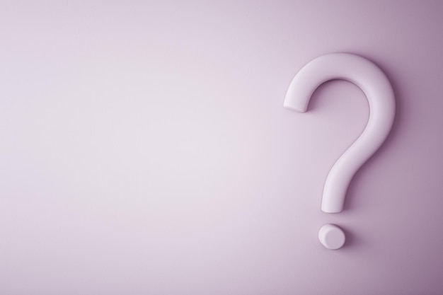 Fragezeichen auf rosa Hintergrund Problem und Werbekonzept 3D-Rendering-Mockup