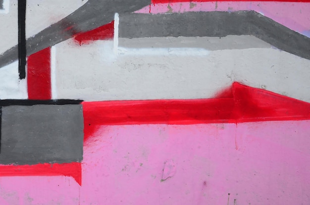 Fragment von farbigen Straßenkunst-Graffitimalereien mit Konturen und nahem hohem der Schattierung