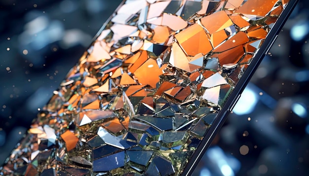 Fragmente von glänzender, auffallender Textur oder Hintergrund mit Schmetterlingen von gebrochenem Glas, die ein faszinierendes Gefühl von Fragmentierung und kontrastierender Schönheit vermitteln, erstellt mit generativer KI-Technologie