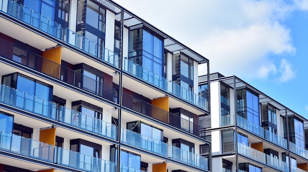 Fragmento de arquitectura abstracta del barrio de edificios de apartamentos residenciales europeos modernos