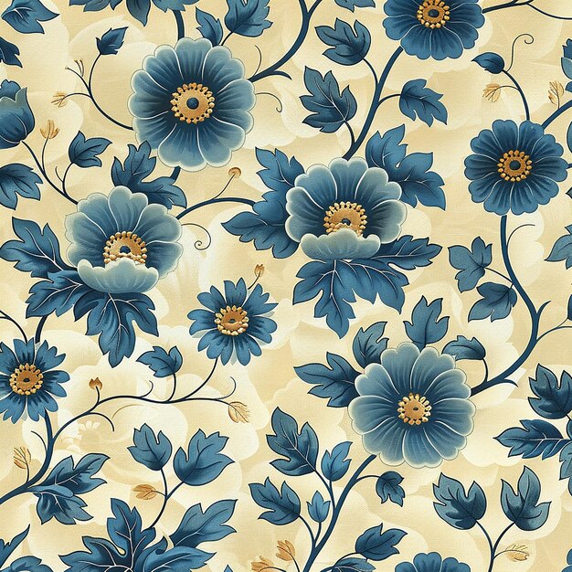 Un fragmento cuadrado de un diseño de tapicería floral