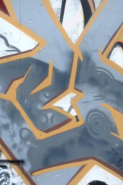 Fragmento de pinturas de grafite colorido arte de rua com contornos e sombreamento de perto
