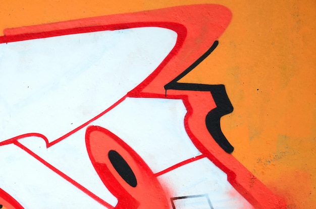 Fragmento de pinturas de grafite colorido arte de rua com contornos e sombreamento de perto