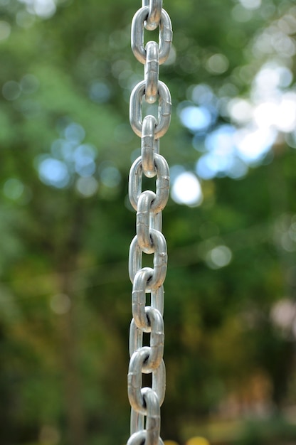 Foto fragmento de eslabones de una cadena de cerca