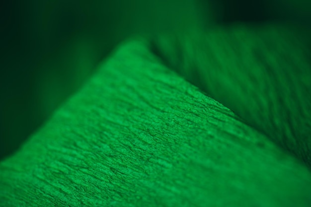 Fragmento de una fotografía macro de papel crepé verde