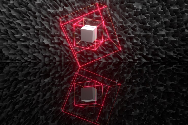 Foto fragmentos de fondo irregulares abstractos y representación 3d de líneas