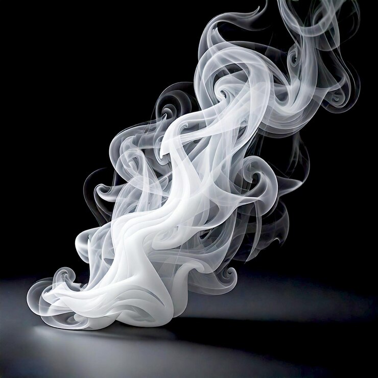 Fragmentos de humo blanco sobre fondo negro