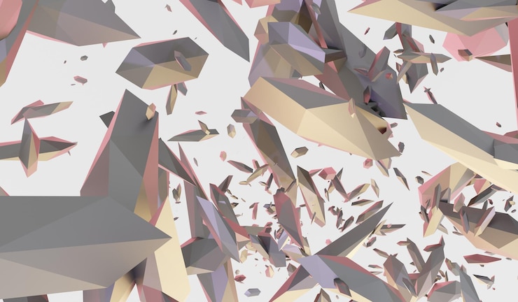 Foto fragmentos de vidrio rotos explosión de vidrio esparcido ilustración 3d
