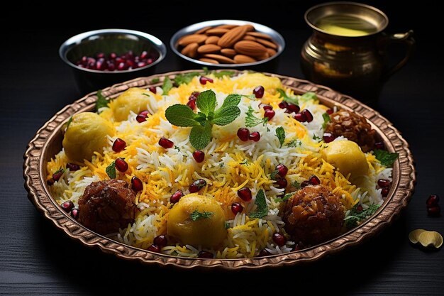 Foto fragrant nawabi biryani biryani fotografia de imagem