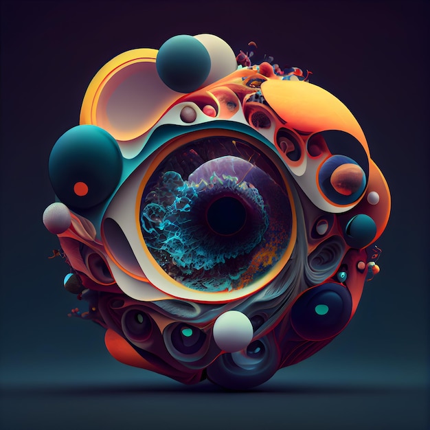 Fraktale Darstellung eines Auges. Computergenerierte 3D-Fotowiedergabe