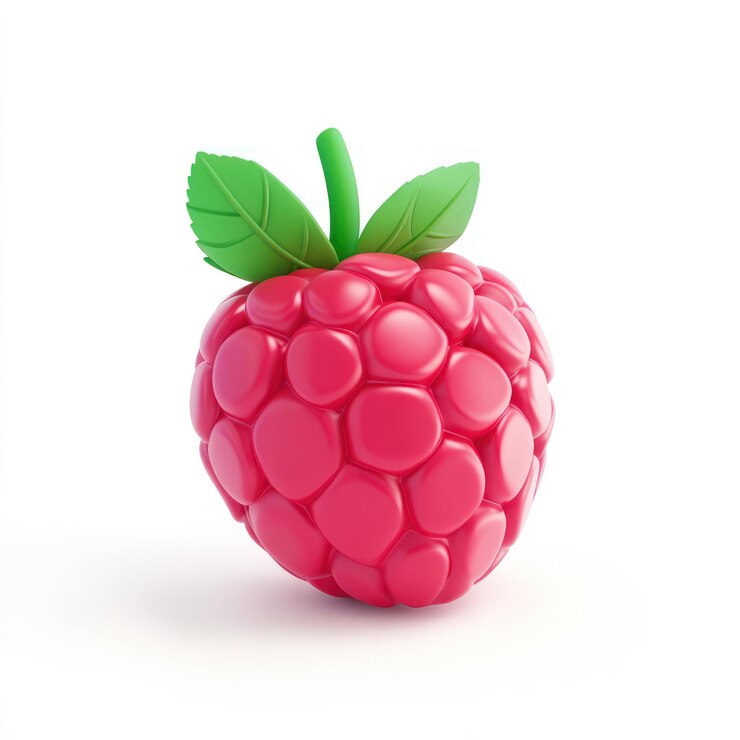 Foto frambuesa renderizada en 3d