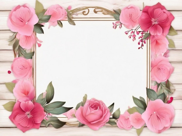 Foto frame de flor rosa quadrada casamento floral rústico gerado por ia