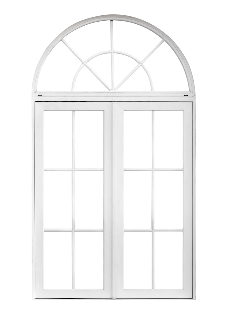 Foto frame de janela de casa vintage real isolado em fundo branco