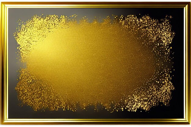 Frame de lámina de oro con salpicaduras de oro y trazo de pincel de oro sobre un fondo transparente