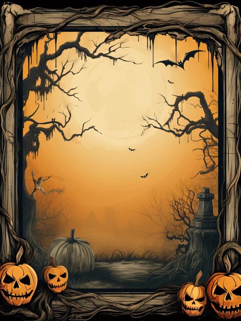 Frame livre de Halloween fundo de Halloween Ai gerado ilustração de Halloween de alta resolução em fundo branco