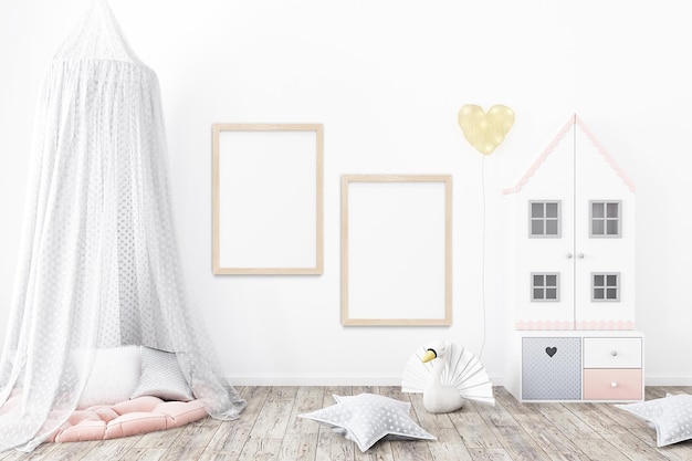 Foto frame mockup-dekor und weiße wand