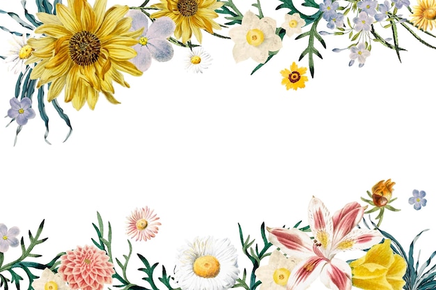 Frame png de borde floral de verano