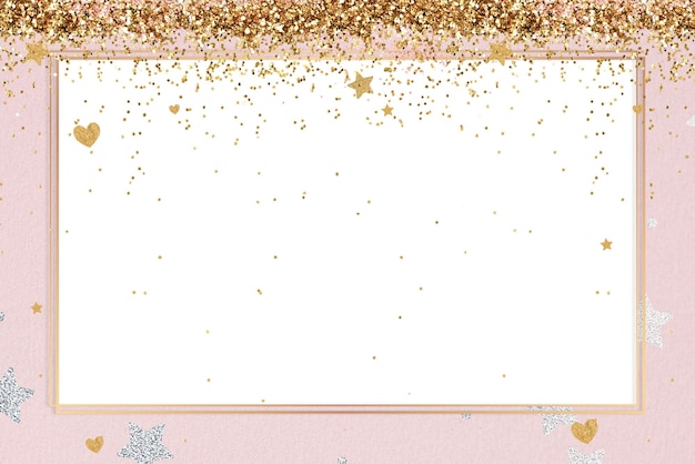 Frame png brillante de fiesta con patrón de corazón en el fondo