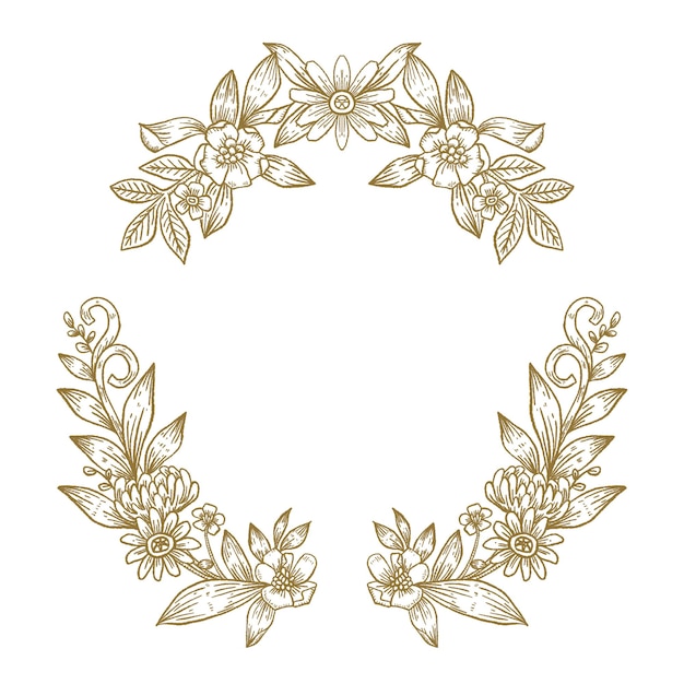 Frame png de flor marrom ilustração vintage fundo transparente