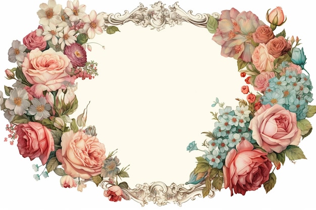 Frame quadrado floral fino