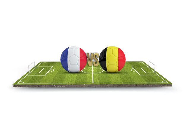 Francia contra Bélgica partido de fútbol 3D Rendering