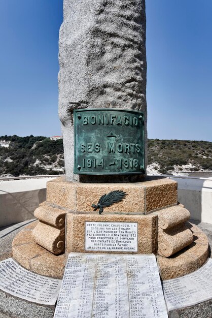 Francia Córcega Bonifacio 1ª guerra mundial monumento en la ciudad