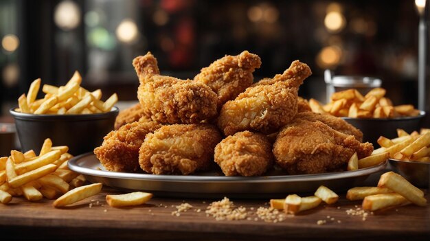 frango frito crocante batatas fritas batatas fritas nuggets refeição deliciosa deliciosa 2