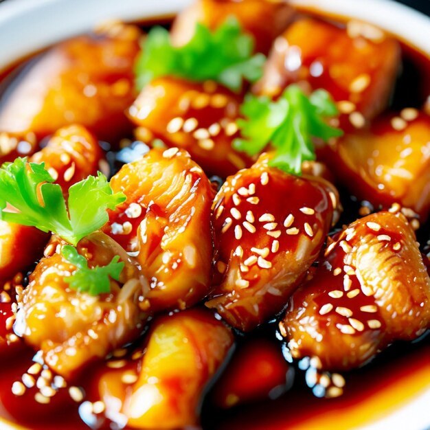 frango picante em molho doce e azedo com pimenta asiática cozinha chinesa cozinha tailandesa