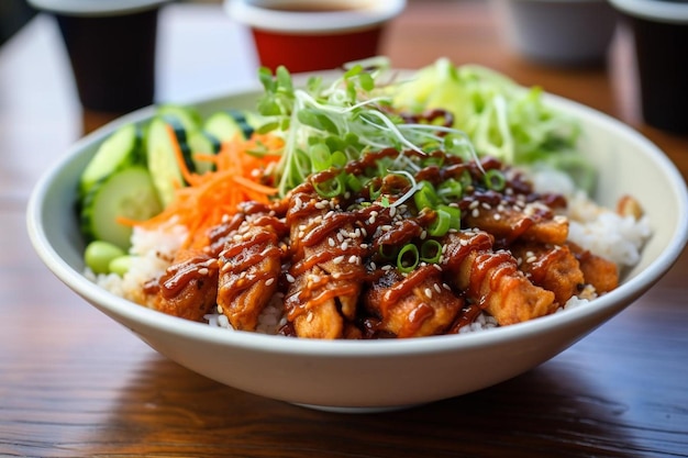 Frango picante Katsu Donburi