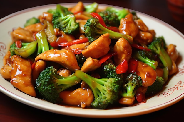 Frango rápido, brócolis, frango frito, comida chinesa