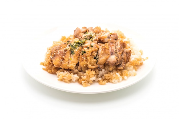 frango teriyaki com arroz coberto