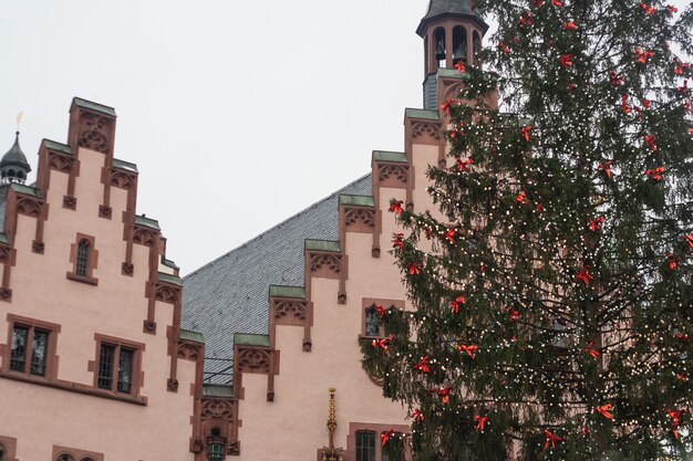 Frankfurt am main en alemania decoración del árbol de navidad para el fondo