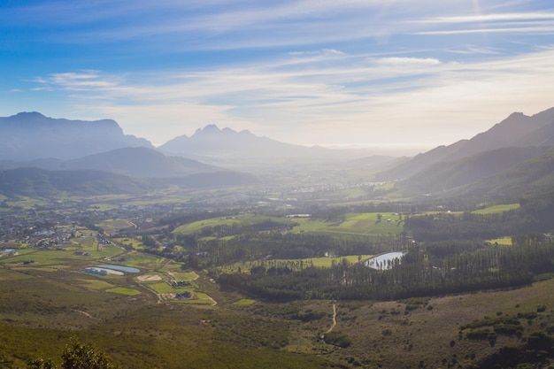 Franschhoek paisagem vinícola panorama da África do Sul