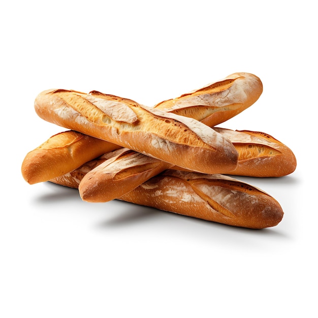 Französische Baguettes sind auf einem weißen Hintergrund isoliert.